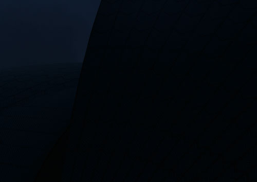A low contrast night photo of the opera house where the main colours are a deep navy sky and black silhouetted shells.